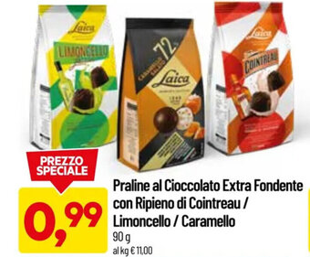 DPiù Praline al Cioccolato Extra Fondente con Ripieno di Cointreau / Limoncello / Caramello 90 g offerta