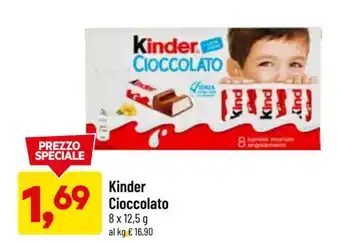 DPiù Kinder Cioccolato 8 x 12,5 g offerta