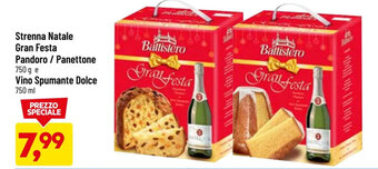 DPiù Strenna Natale Gran Festa Pandoro / Panettone 750 g e Vino Spumante Dolce 750 ml offerta