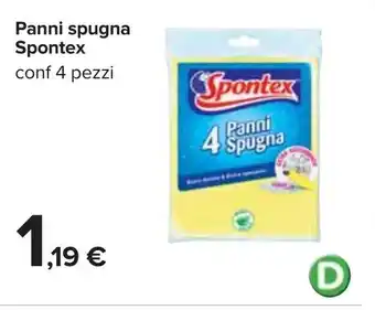 Carrefour Spontex Panni spugna 4 pezzi offerta