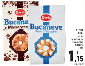 Conad Doria Biscotti vari tipi bucaneve 400 g offerta