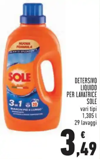 Conad Sole Detersivo Liquido per Lavatrice vari tipi 1,305 l 29 lavaggi offerta