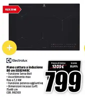 MediaWorld Electrolux Piano cottura a induzione 80 cm EIS82449C offerta