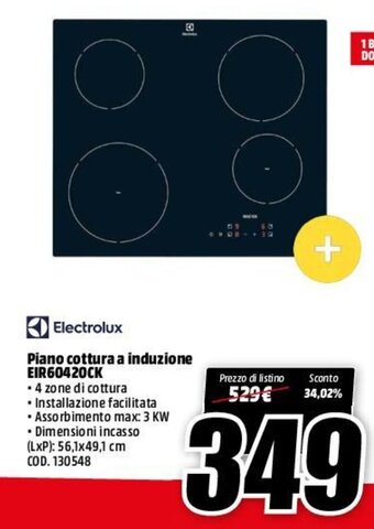 MediaWorld Electrolux Piano cottura a induzione EIR60420CK offerta