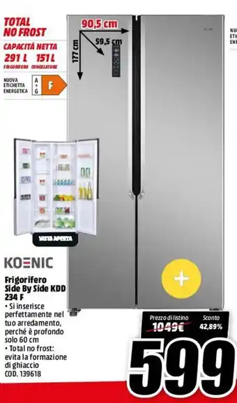 MediaWorld Koenic Frigorifero Side by Side KDD 234 F offerta
