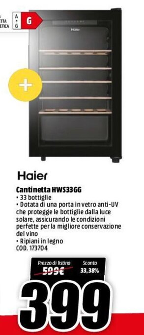 MediaWorld Haier Cantinetta HWS33GG offerta