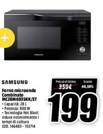 MediaWorld Samsung Forno microonde Combinato MC28M6035KK/ET offerta
