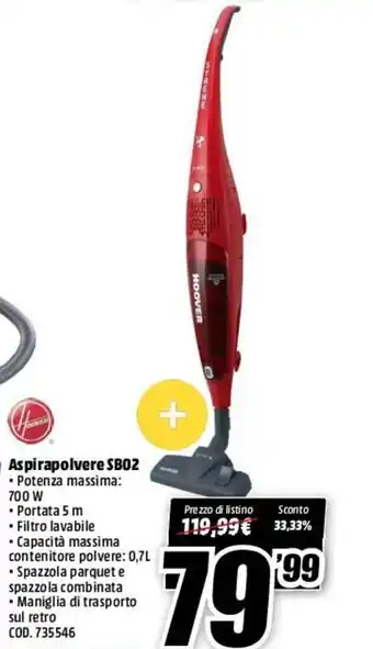 MediaWorld Hoover Aspirapolvere SB02 offerta