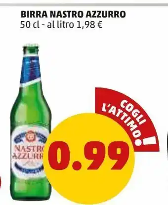 PENNY Birra nastro azzurro 50 cl - al litro 1,98 € offerta