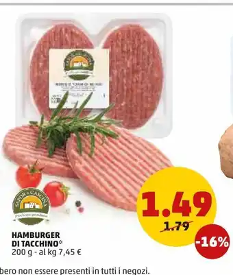 PENNY Hamburger di tacchino 200 g - al kg 7,45 € offerta