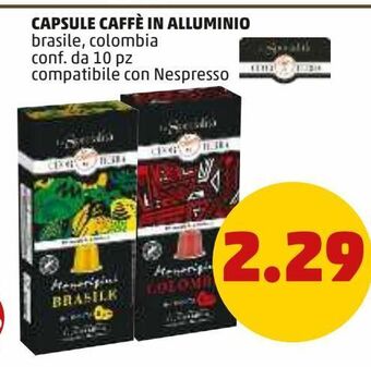 PENNY Capsule caffè in alluminio brasile, colombia conf. da 10 pz compatibile con nespresso offerta