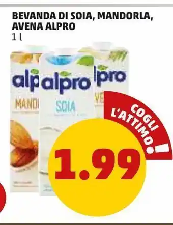 PENNY Bevanda di soia, mandorla, avena alpro 1 l offerta