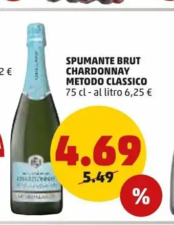 PENNY Spumante brut chardonnay metodo classico 75 cl - al litro 6,25 € offerta