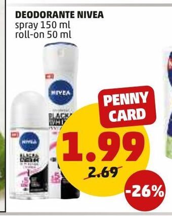PENNY Deodorante nivea spray 150 ml / roll-on 50 ml offerta