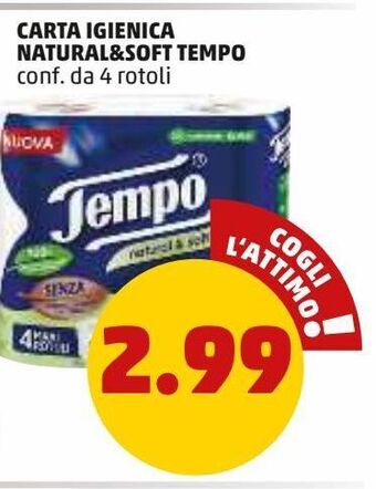 PENNY Carta igienica natural&soft tempo conf. da 4 rotoli offerta