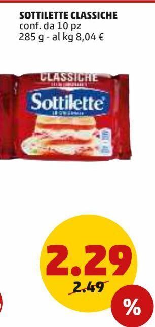 PENNY Sottilette classiche conf. da 10 pz 285 g - al kg 8,04 € offerta