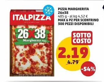PENNY Pizza margherita 26x38 485 g - al kg 4,52 € offerta