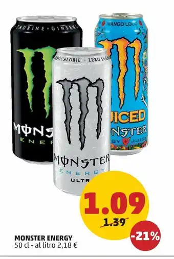 PENNY Monster energy 50 cl — al litro 2,18 € offerta