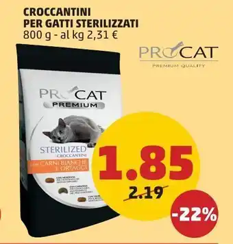 PENNY Croccantini per gatti sterilizzati 800 g - al kg 2,31 € offerta