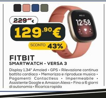 Euronics Fitbit smartwatch - versa 3 offerta