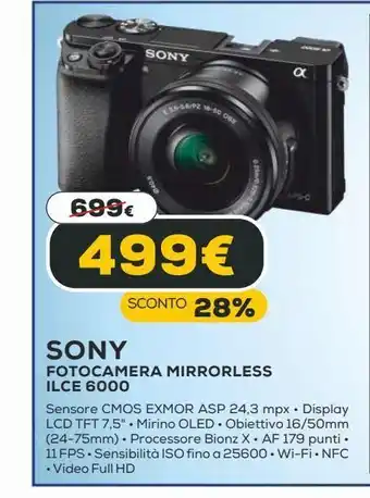 Euronics Sony fotocamera mirrorless offerta
