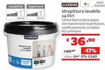 Bricocenter Idropittura lavabile 14 litri luxens offerta