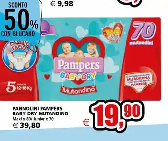 Il Gigante Pannolini pampers baby dry mutandino maxi x 80 / junior x 70 offerta
