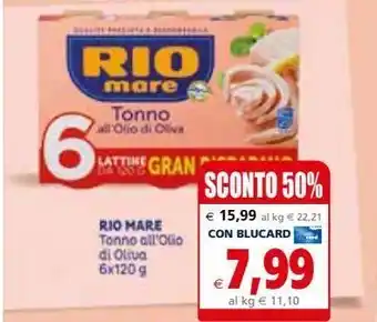 Il Gigante Tonno in olio di oliva rio mare 6x120g offerta