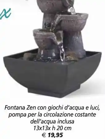 Fontana zen con giochi d'acqua e luci, pompa per la circolazione costante dell'acqua inclusa