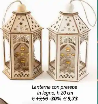 Lanterna con presepe in legno