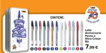 Carrefour Bic Anniversario Penne a Sfera Cristal Latta offerta