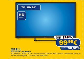 Euronics Qbell tv led 32'' - qt32b03 offerta