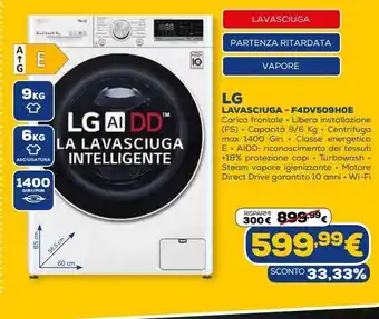 Euronics Lavasciuga lg - f4dv509h0e offerta