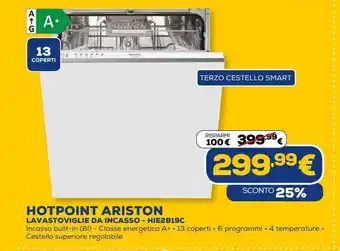 Euronics Lavastoviglie da incasso hotpoint ariston - hie2b19c offerta