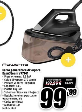 MediaWorld Rowenta Ferro generatore di vapore Easy Steam VR7141 offerta