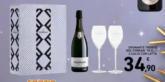 Spazio Conad Spumante trento doc ferrari 75 cl + 2 calici con latta offerta