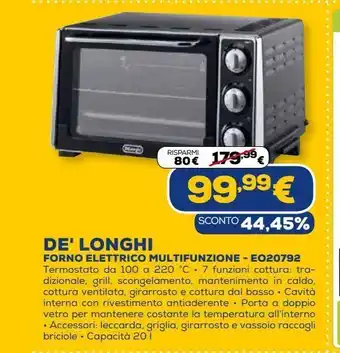 Euronics Forno elettrico multifunzione delonghi - eo20792 offerta