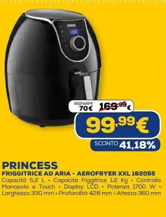 Euronics Friggitrice a aria princess - aerofryer xxl 182055 offerta