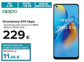 Carrefour Oppo Smartphone A74 offerta
