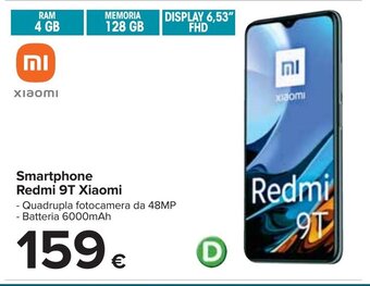 Carrefour Xiaomi Smartphone Redmi 9T offerta