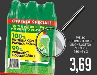 Supermercati Piccolo Svelto Detergente Piatti Limone/Aceto/Zenzero 930 ml x 3 offerta