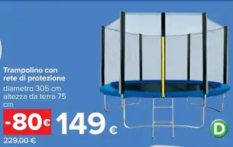 Trampolino con rete di protezione