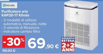 Carrefour Klindo Purificatore aria KAP20-17 offerta