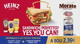 Carrefour Heinz A Scelta Acquista 1 Salsa + 1 Morato American Sandwich Bianco 550g offerta