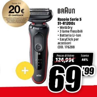 MediaWorld Braun Rasoio Serie 5 51-R1200s offerta