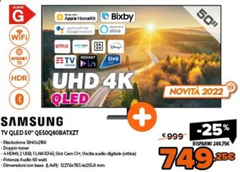 Expert Samsung TV QLED 50" QE50Q80BATXZT offerta