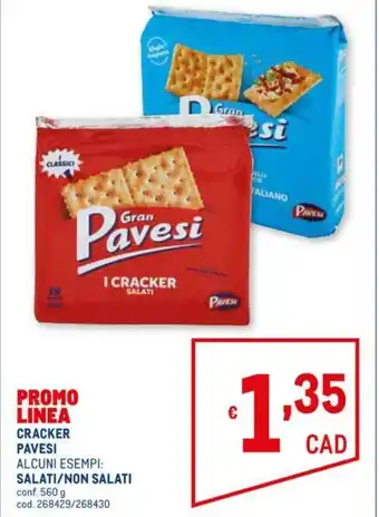 Metro Pavesi Cracker Salati/Non Salati 560g offerta
