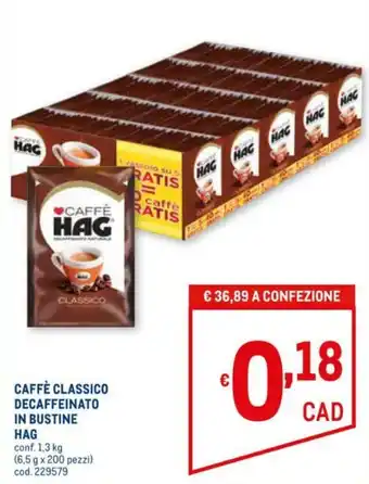 Metro Hag Classico Decaffeinato Caffè 1,3kg offerta