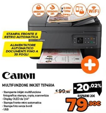 Expert Canon Multifunzione Inkjet TS7450A offerta