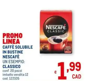 Metro Nescafè Solubile in Bustine Classico Caffè 20 pezzi offerta
